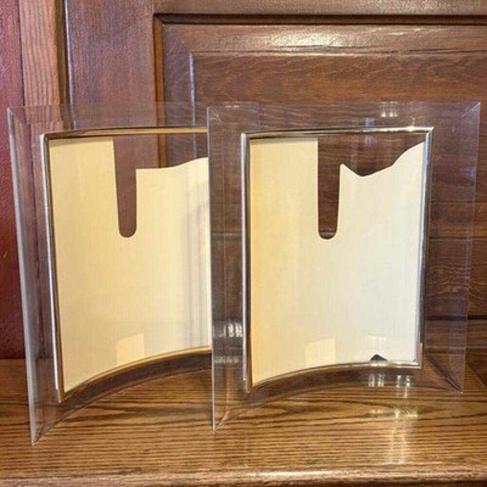 Vintage Curved 8x10 Picture Photo Frames Gold Tone Trim Modern Desk Set Of 2